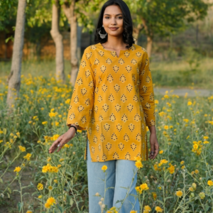 Mustard Printed Ready Kurti